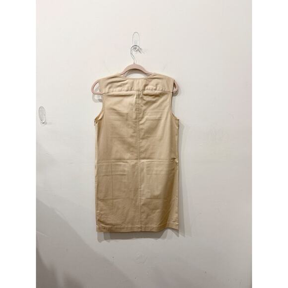 Theory Stretch Split Neck Utilitarian Chino Shift Mini Dress Cream Womens Size 4 - Picture 4 of 7